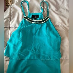 IZ byer turquoise beaded tank top